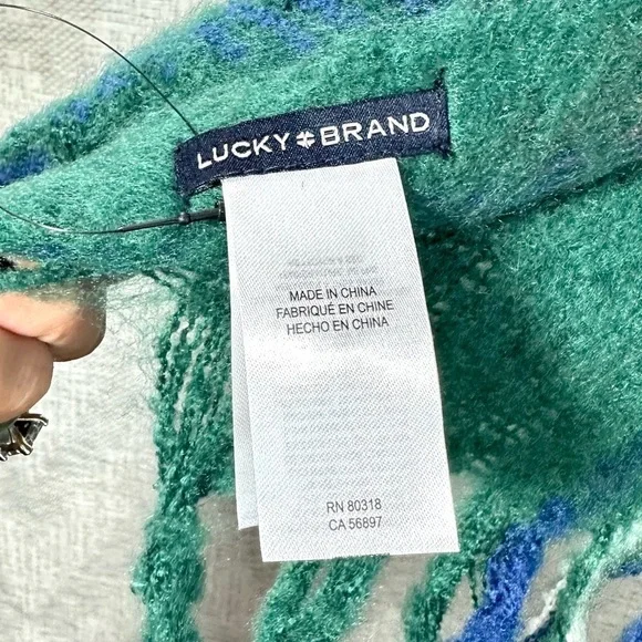 Lucky brand green plaid blanket scarf - Picture 4 of 6